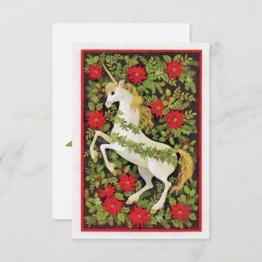 Carte De Remerciements Joyeux Noël licorne (Devant / Derrière)