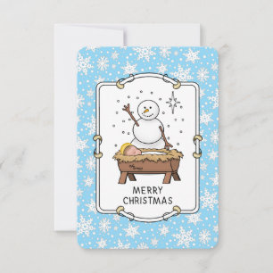 Carte De Remerciements Joyeux Noël Nativité bébé Jésus Snowman