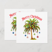 Carte De Remerciements Joyeux Noël Palm Tree Light Hawaiian Tropical (Devant / Derrière)