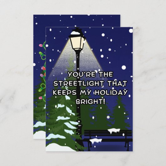 Carte De Remerciements Joyeux Noël Réverbère, Message Romantique (Devant / Derrière)