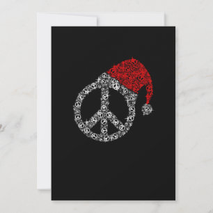 Carte De Remerciements Joyeux Noël  Symbole hippie Casquette du Père Noël