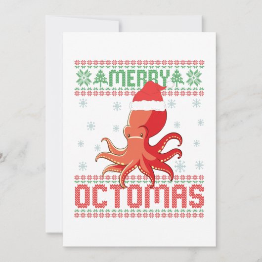 Carte De Remerciements Joyeux Octomas Drôle Mauvais Chant de Noël Octopus (Devant)