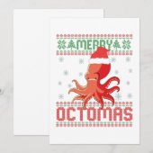 Carte De Remerciements Joyeux Octomas Drôle Mauvais Chant de Noël Octopus (Devant / Derrière)