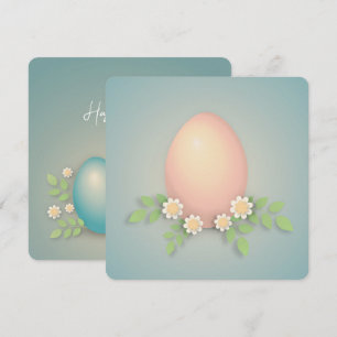 Carte De Remerciements Joyeux oeufs de Pâques et fleurs