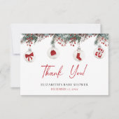 Carte De Remerciements Joyeux petit Baby shower de Noël (Devant)