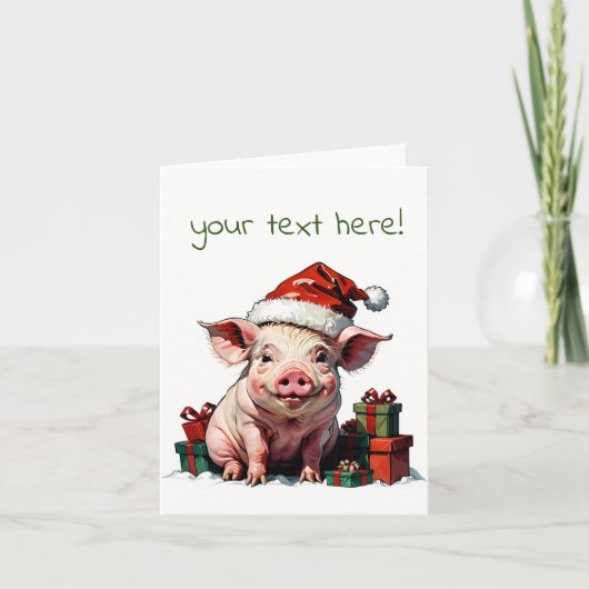 Carte De Remerciements joyeux porc père Noël (Devant)