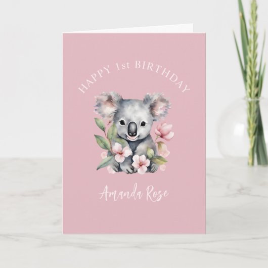 Carte De Remerciements Joyeux premier anniversaire Koala aquarelle (Devant)
