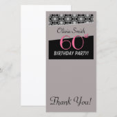 Carte De Remerciements Joyeux soixantième anniversaire (Devant / Derrière)