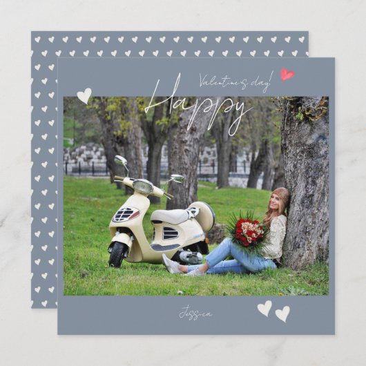 Carte De Remerciements Joyeux Valentin`s Day Modern Script photo (Devant / Derrière)