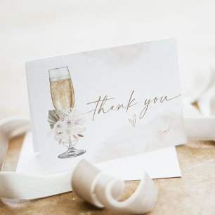 Carte De Remerciements JULIA Bohème Floral Perles & Prosecco Enterrement