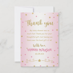 Carte De Remerciements Jumelé rose vif Twinkle Little Star Baby shower