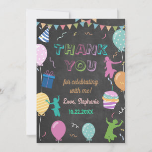 Carte De Remerciements Jump Birthday Chalkboard Kid Trampoline Party