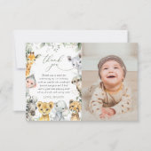 Carte De Remerciements Jungle Animals, Safari, Wild One, First Birthday (Devant)