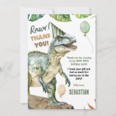 Carte De Remerciements Jungle Dinosaur T Rex fête d'anniversaire (Devant)