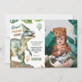 Carte De Remerciements Jungle Dinosaur T Rex Photo de fête d'anniversaire (Devant)