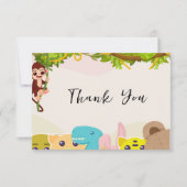 Carte De Remerciements Jungle feuillu thème singe baby shower de jouets d (Devant)