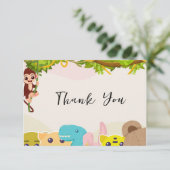 Carte De Remerciements Jungle feuillu thème singe baby shower de jouets d (Debout devant)