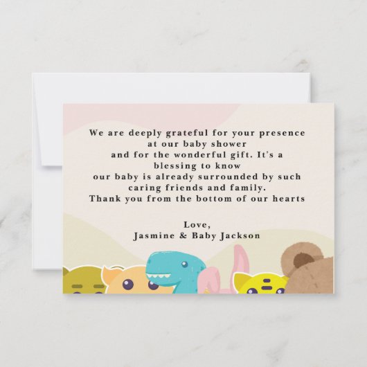 Carte De Remerciements Jungle feuillu thème singe baby shower de jouets d (Dos)
