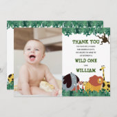 Carte De Remerciements Jungle Safari 1er anniversaire Wild One (Devant / Derrière)