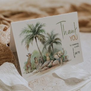 Carte De Remerciements Jungle Safari Animaux Baby shower Plié