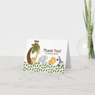 Carte De Remerciements Jungle Safari Baby shower animal neutre