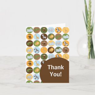 Carte De Remerciements Jungle Safari Baby shower animal neutre