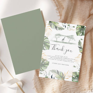 Carte De Remerciements Jungle Safari Girafe Palmiers Feuilles Baby Shower
