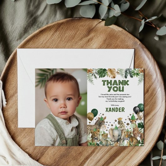 Carte De Remerciements Jungle Safari Party Animals Boy Birthday Photo