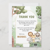 Carte De Remerciements Jungle Safari Party Animaux Anniversaire (Devant)