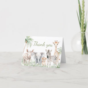 Carte De Remerciements Jungle Safari Wild One Animaux Baby shower