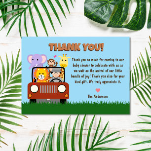 Carte De Remerciements Jungle Safari Zoo Baby shower animal