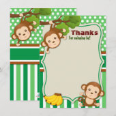 Carte De Remerciements Jungle Singe animal douche d'anniversaire (Devant / Derrière)