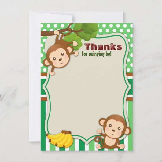 Carte De Remerciements Jungle Singe animal douche d'anniversaire (Devant)