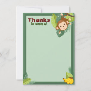 Carte De Remerciements Jungle Singe animal garçon douche d'anniversaire