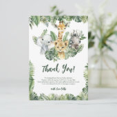 Carte De Remerciements Jungle tropicale Safari bébé éléphant Giraffe Zebr (Debout devant)