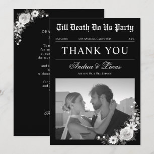 Carte De Remerciements Jusqu'à la mort Fêtons-nous Mariage gothique noir