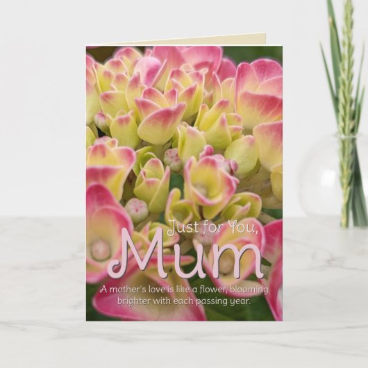 Carte De Remerciements Juste pour vous, Mum Hydrangea flower Card (Devant)