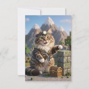 Carte De Remerciements KAM KAM The Voxel Explorer Réaliste Gamer Chat Art