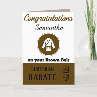 Carte De Remerciements Karate Brown Belt Promotion Félicitations Card