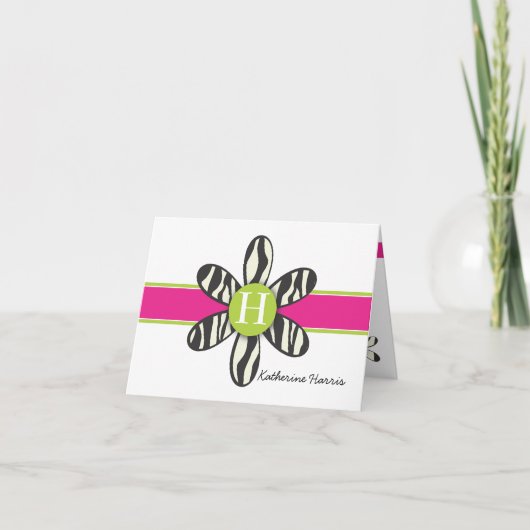 Carte De Remerciements Katherine - Zebra et Hot Pink (Devant)