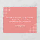 Carte De Remerciements Kawaii Bun Red Gingham Cake Care Instructions (Dos)
