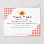 Carte De Remerciements Kawaii Bun Red Gingham Cake Care Instructions (Devant)