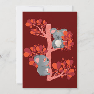 Carte De Remerciements Kawaii couple de koalas avec un arbre de coeur