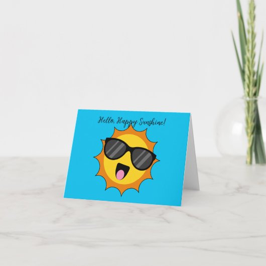 Carte De Remerciements Kawaii Joyeux soleil avec lunettes de soleil | Ajo (Devant)