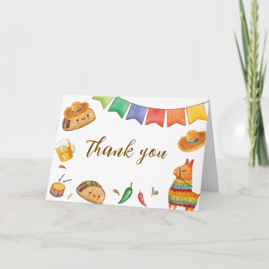 Carte De Remerciements Kawaii Rustic Fiesta Taco 'Bout A Baby shower (Devant)