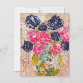 Carte De Remerciements KHS Whimsical Floral Paper Collage Mixed  