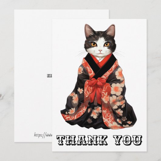 Carte De Remerciements Kimono Cat (Devant / Derrière)