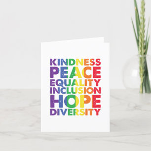 Carte De Remerciements Kindness Peace Equality Love Inclusion Hope LGBT