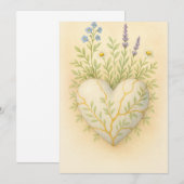 Carte De Remerciements Kintsugi Wildflower Heart Watercolor (Devant / Derrière)