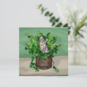 Carte De Remerciements Kitten gris dans le seau de la capture (Debout devant)